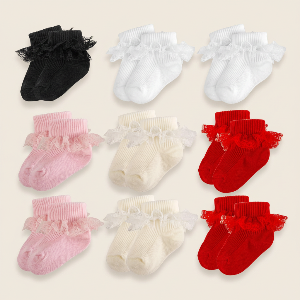 Baby Girl Ruffle Lace Ankle Dress Socks 10 Pairs