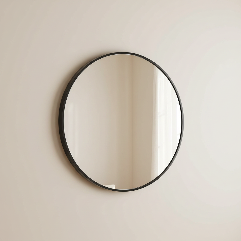 40-Inch Round Wall Mirror with Matte Black Frame