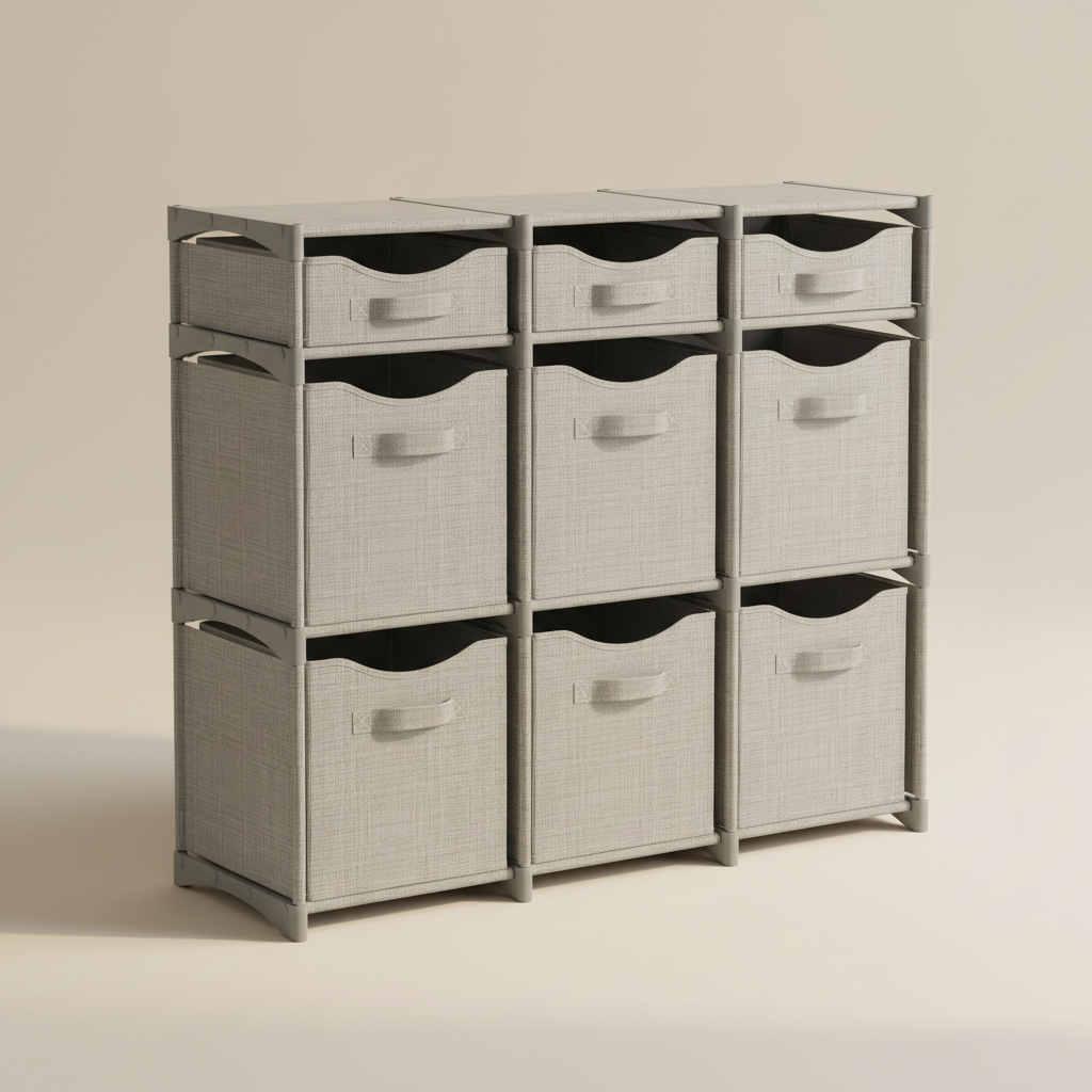 9-Cube Modular Storage Organizer with Bins