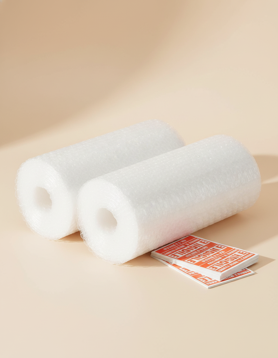 12 Inch x 72 Ft Bubble Wrap with Perforations and Fragile Stickers