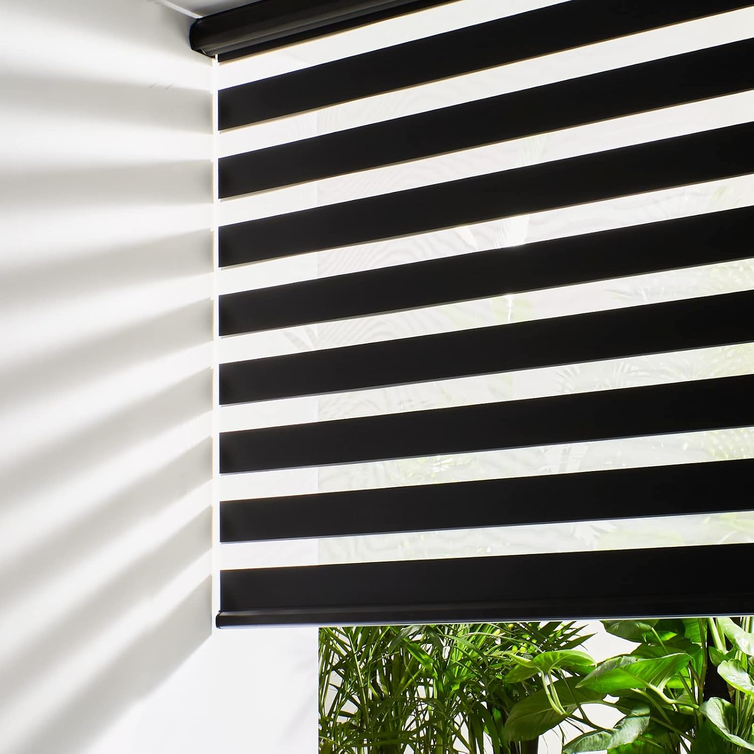Persilux Cordless Zebra Blinds, 24" x 72", Black