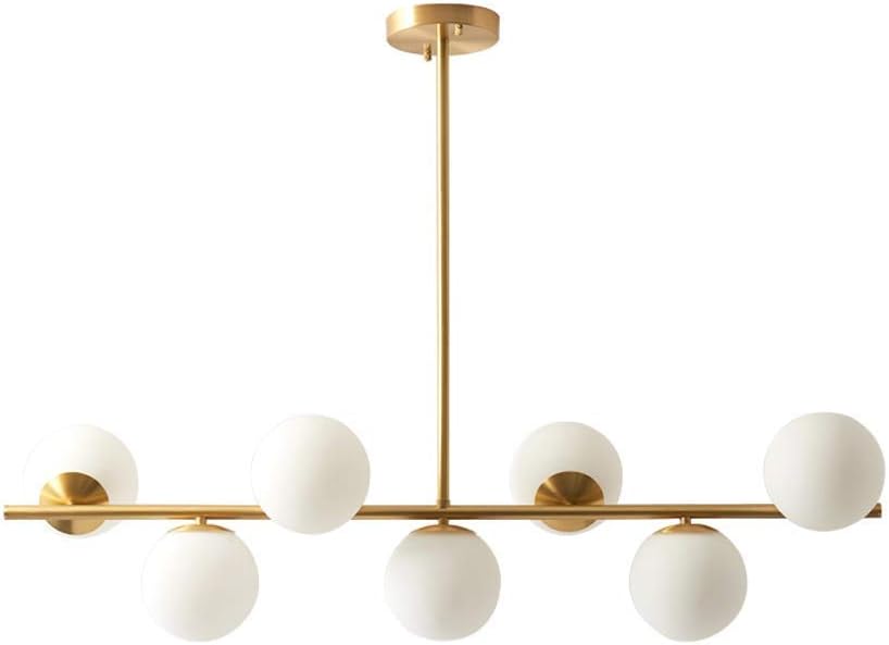 KCO Lighting Sputnik Ball Chandelier, Gold, 7 White Glass Globes
