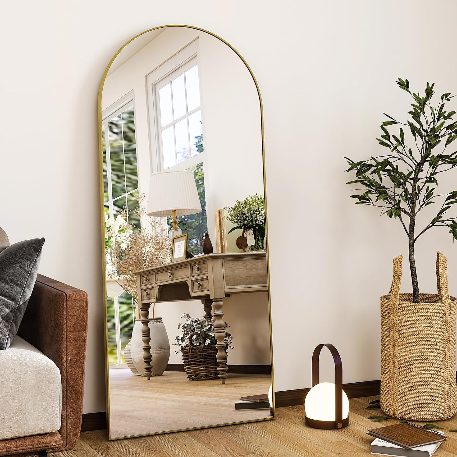HARRITPURE 56" x 21" Gold Arched Full-Length Mirror