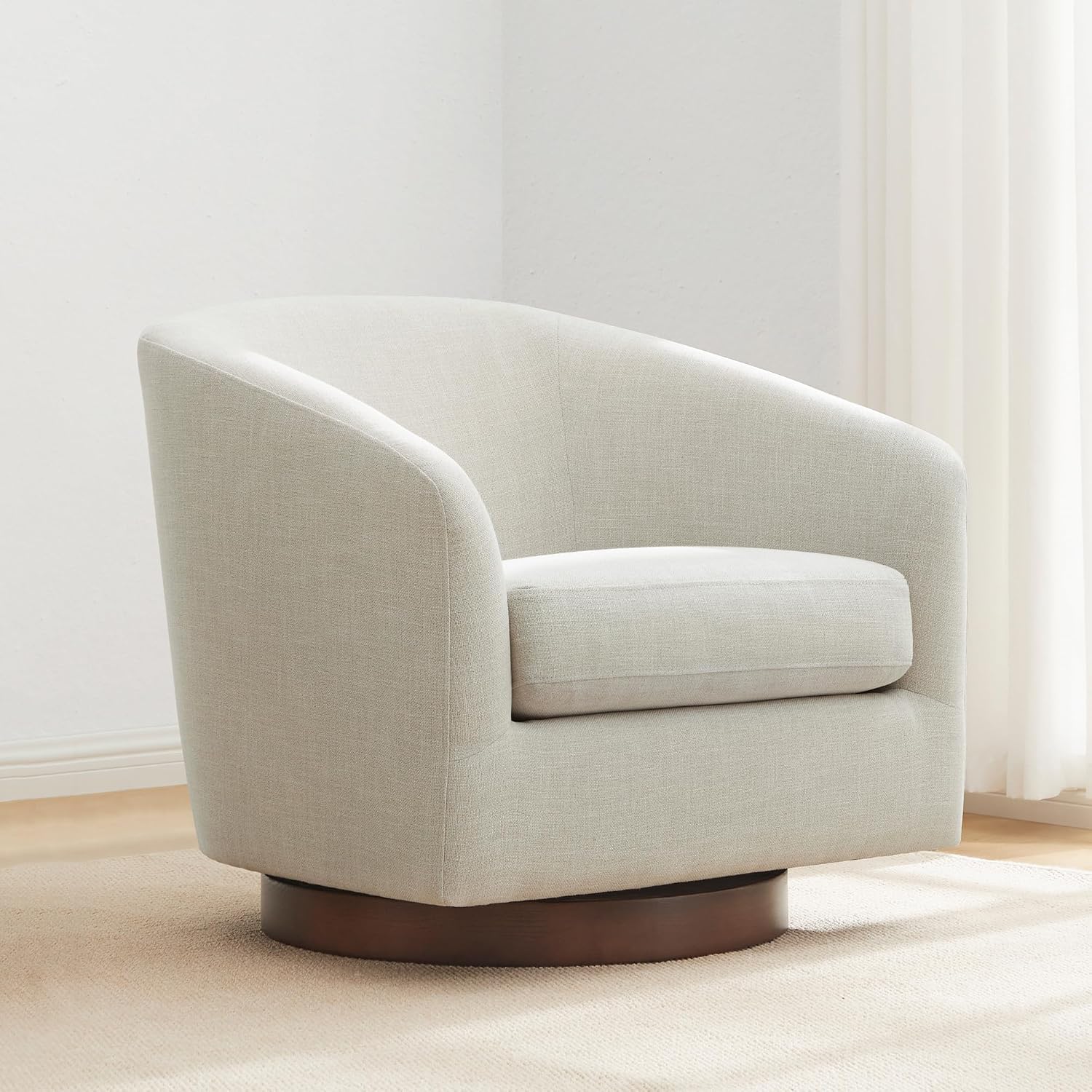 CHITA Swivel Accent Chair – Linen, FSC Certified Wood Frame, Fully Assembled