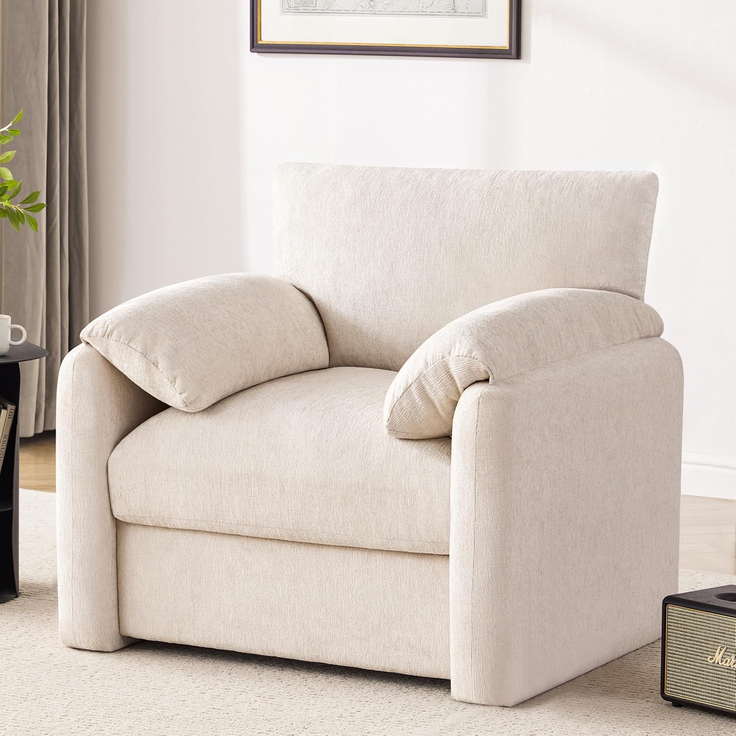 Howjoe Oversized Accent Chair, Beige