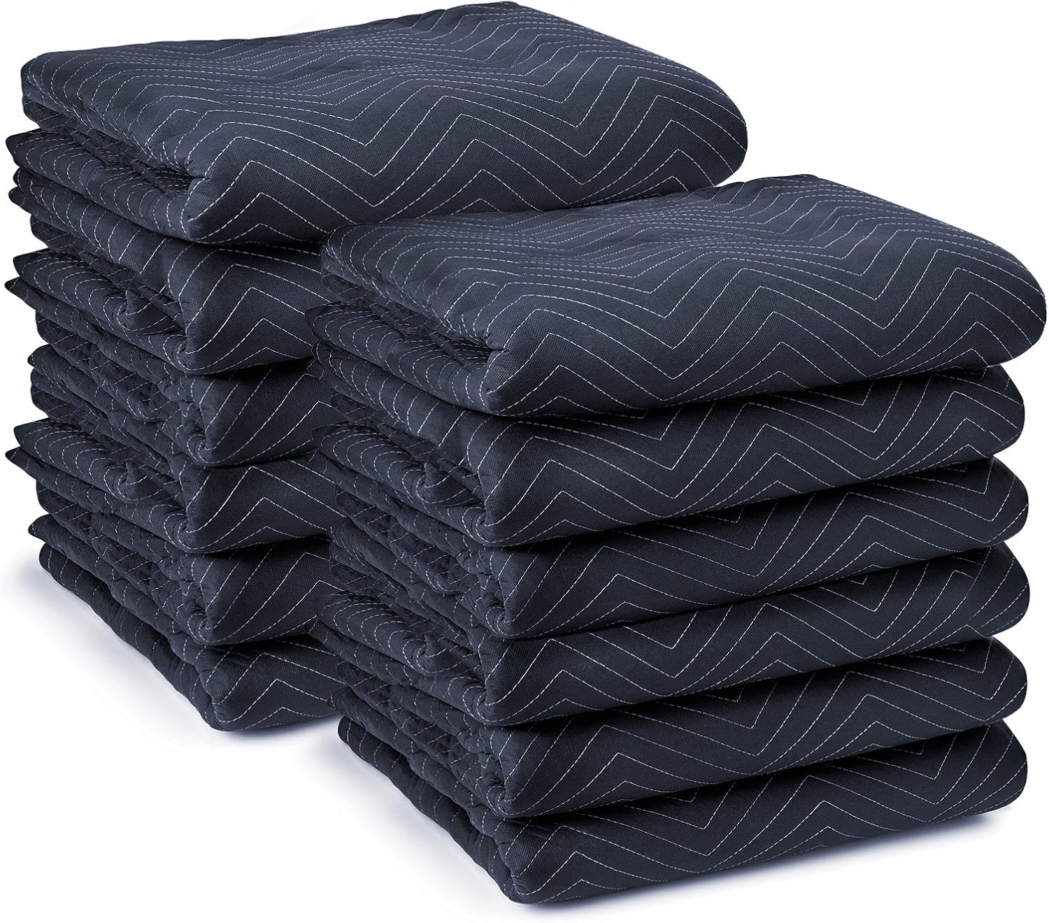 Sure-Max 12 Moving & Packing Blankets – Pro Economy, 80" x 72", 35 lb/dz, Navy Blue and Black