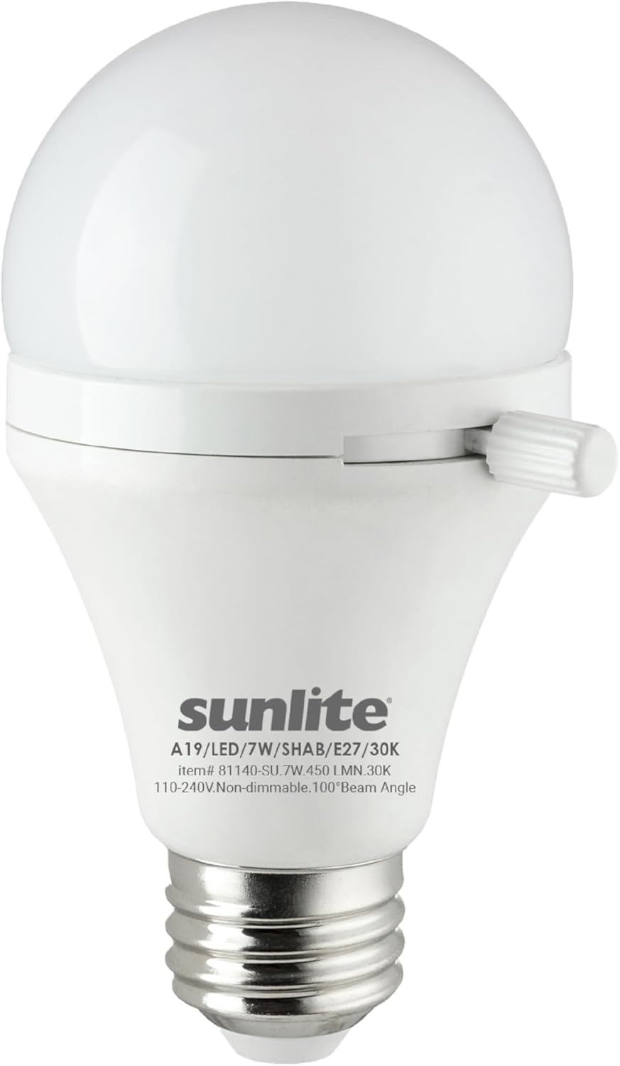Sunlite ShabBulb Shabbat Permissible LED Light Bulb, 7 Watt (40 Watt Equivalent), 3000K Warm White