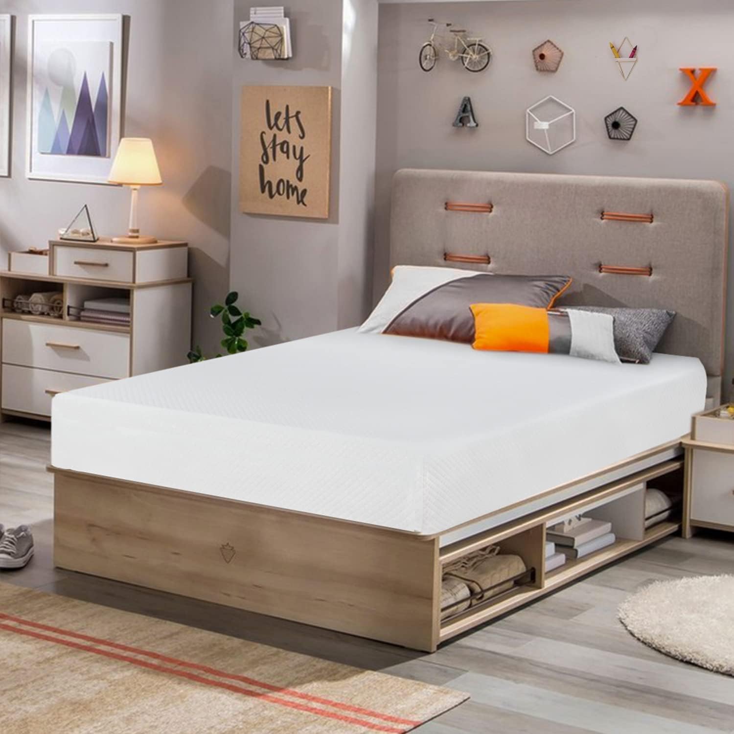 FDW 8-Inch Twin Mattress – Medium Firm Gel Memory Foam, White