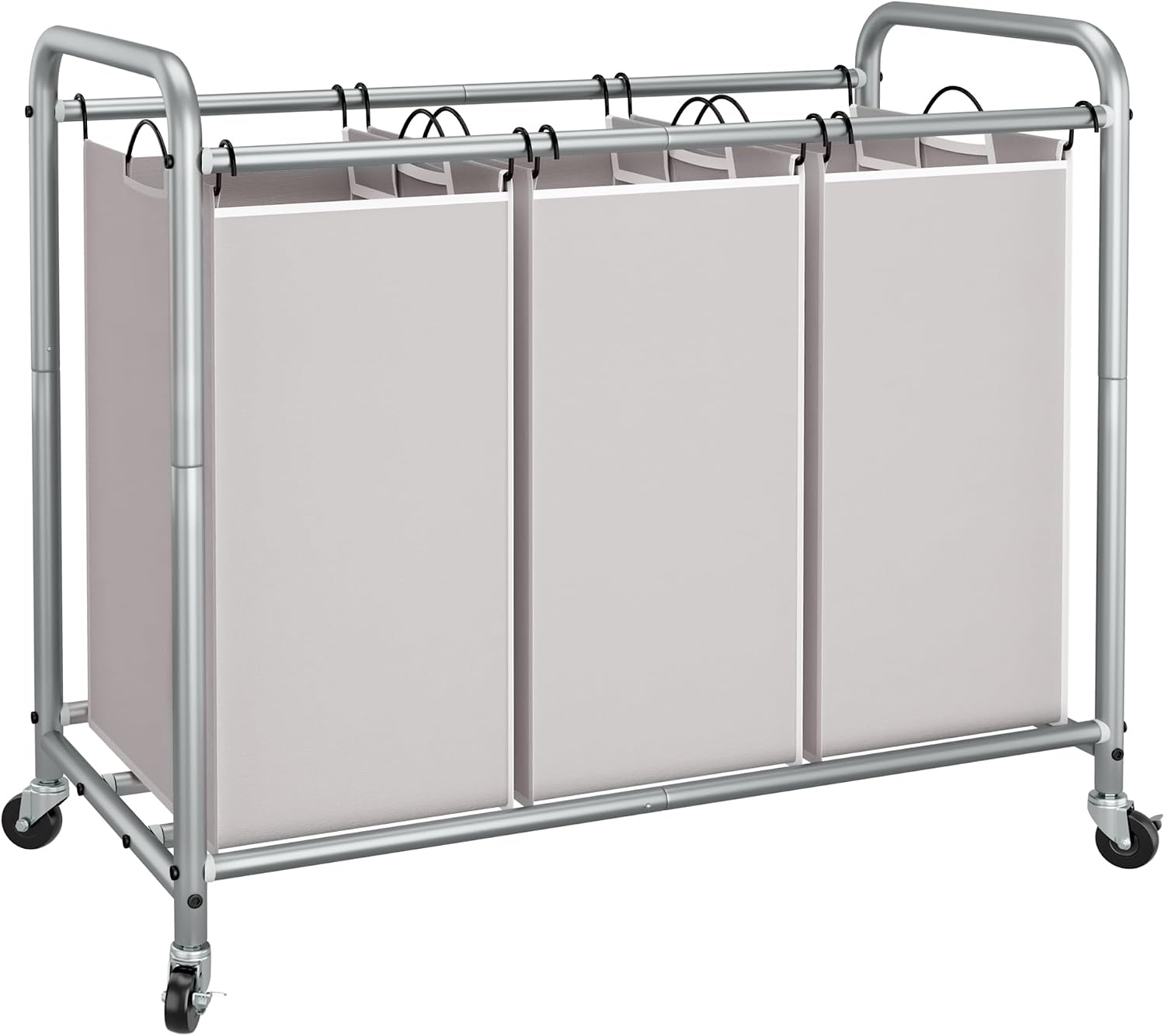 STORAGE MANIAC 3-Section Laundry Sorter, 35.6 Gal (135 L), Gray