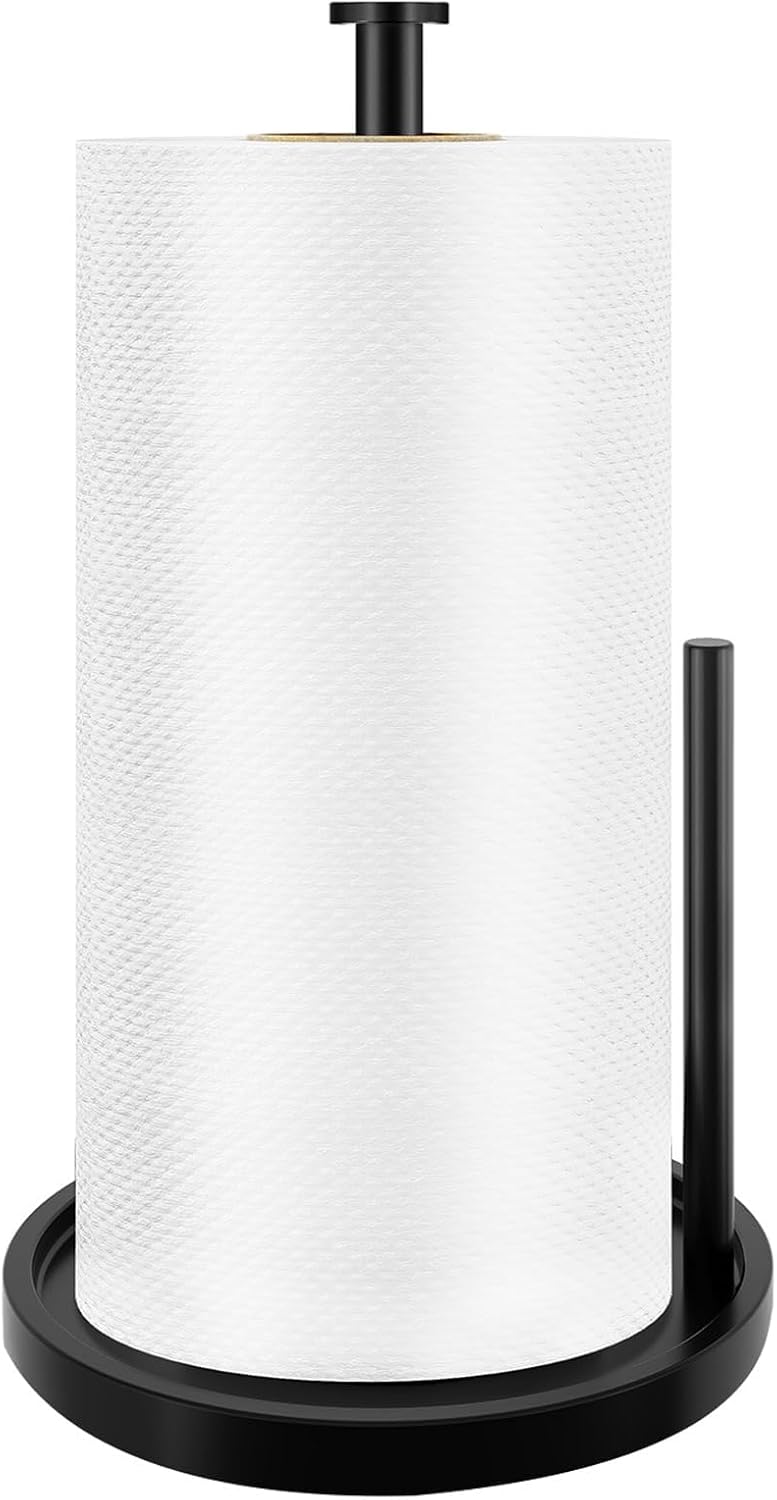 Black Stainless Steel Countertop Paper Towel Holder with Weighted Anti-Slip Base
