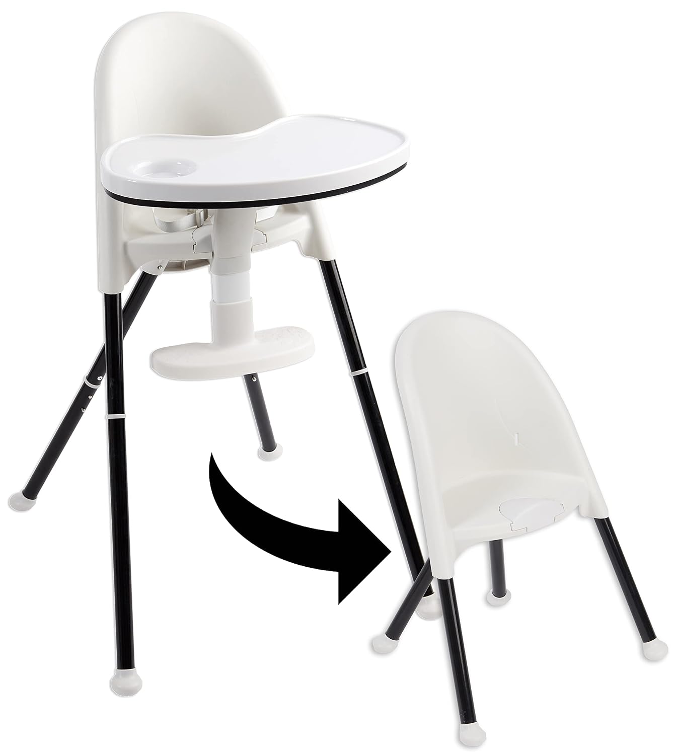 Primo Cozy Tot Deluxe Convertible Folding High Chair & Toddler Chair, Black/White
