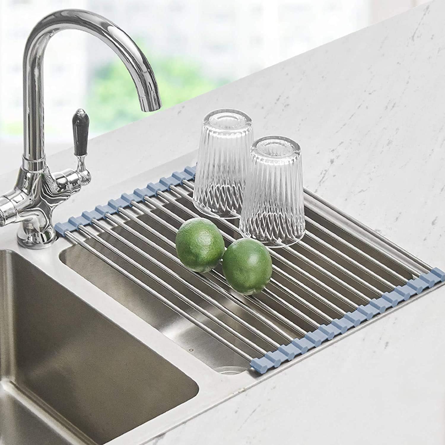 Seropy Roll-Up Dish Drying Rack, Foldable Stainless Steel, 17.5 × 11.8 in