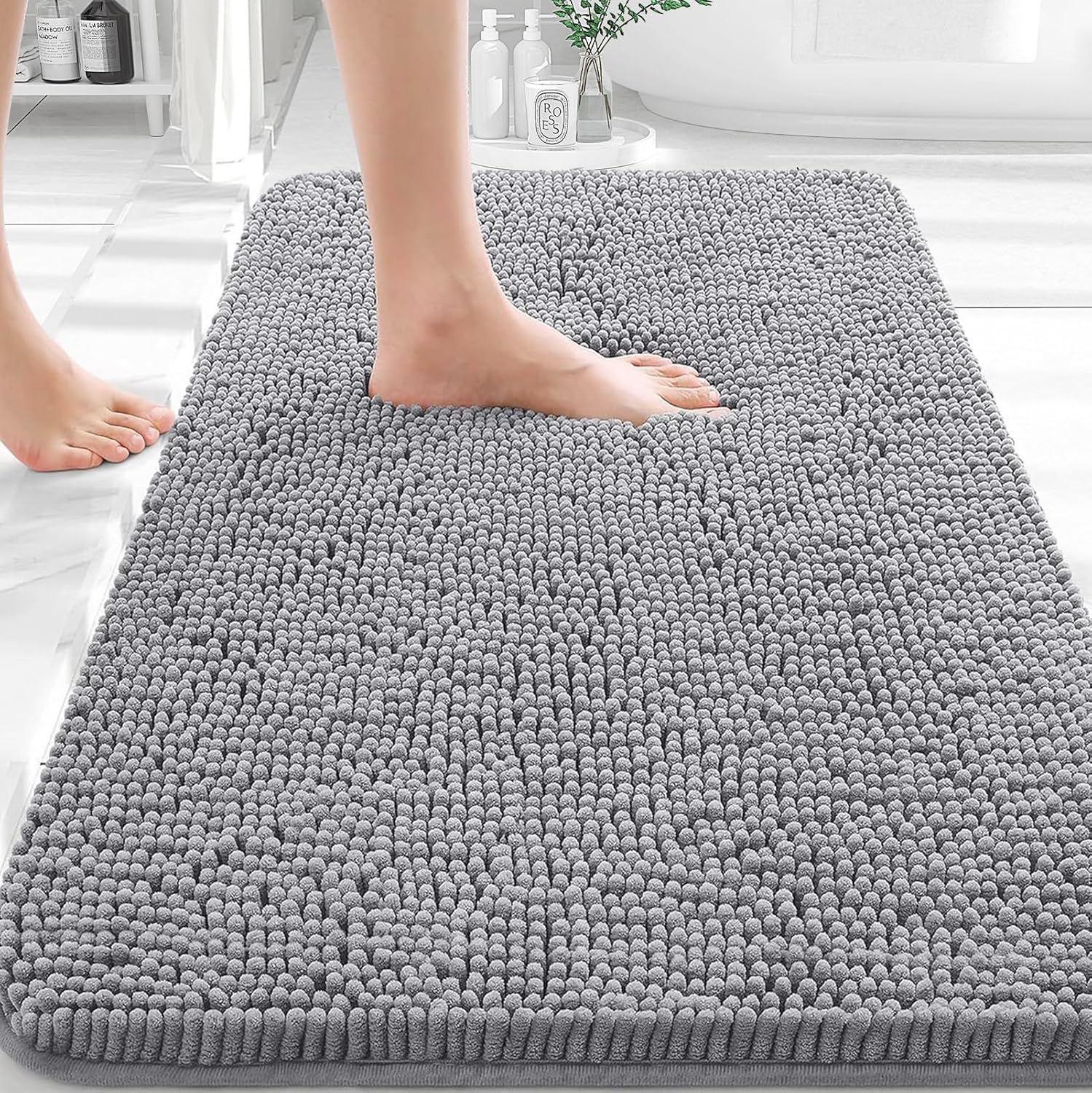 OLANLY Bathroom Rug 30 x 20 in, Extra Soft Absorbent Chenille Bath Rug