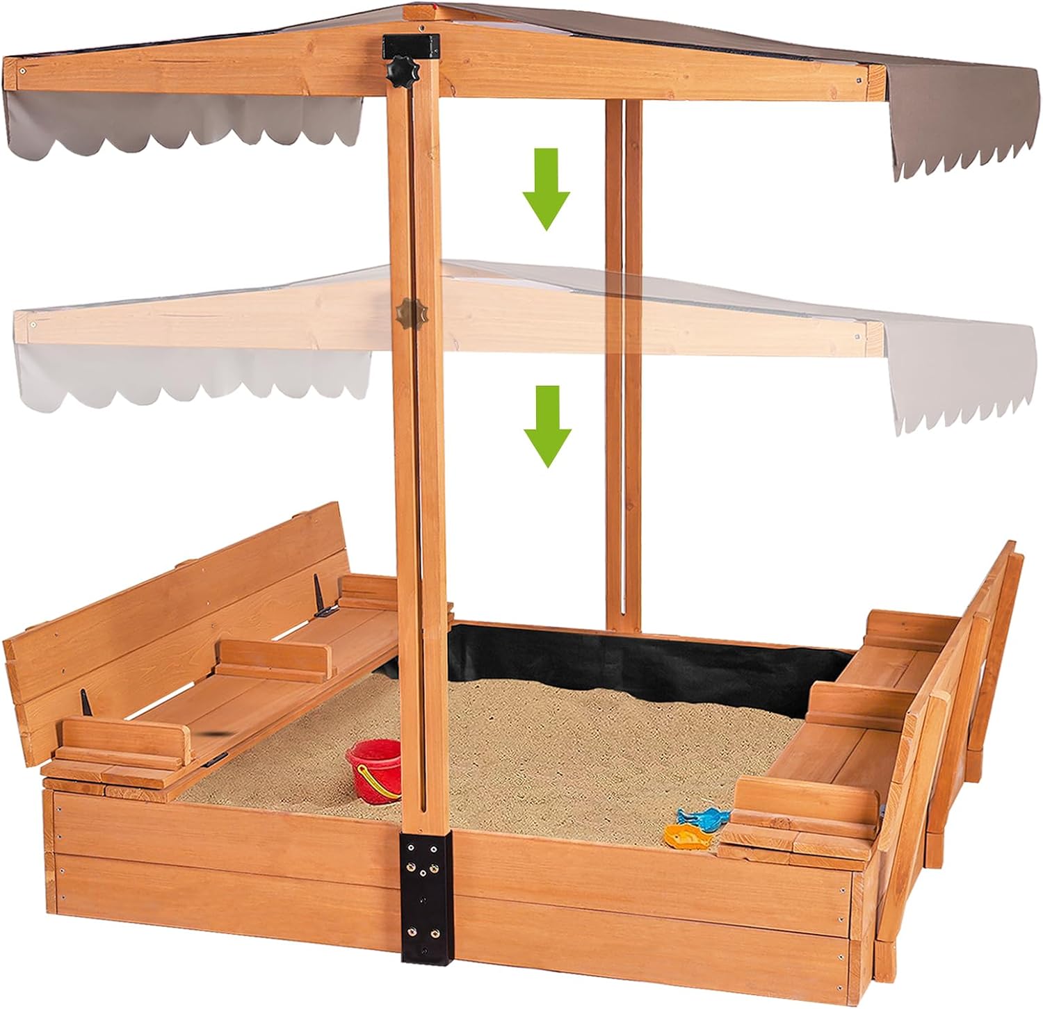 GUTINNEEN Upgraded 47" Outdoor Wooden Sandbox for Kids Ages 4–8 – Brown