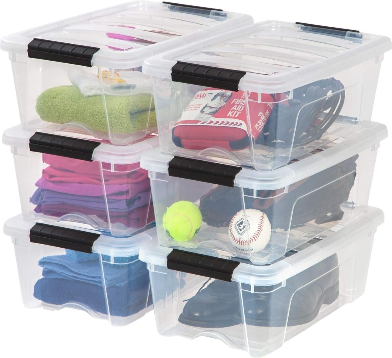 IRIS USA 6-Pack 13-Quart Clear Storage Bins with Lids