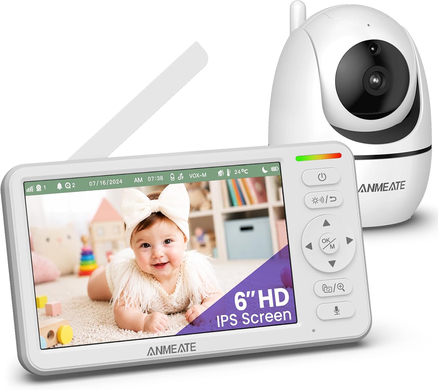 ANMEATE 6" Video Baby Monitor with Camera and Audio, No WiFi