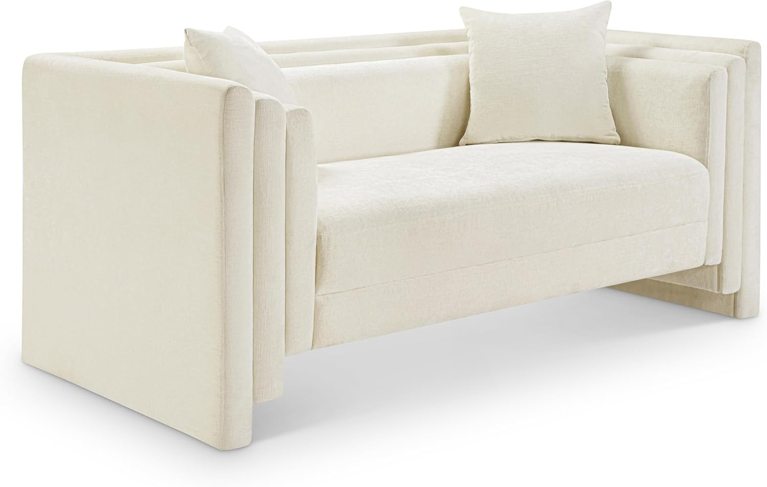 Meridian Furniture Everett Loveseat, Cream Chenille, 67" W x 34" D x 29" H