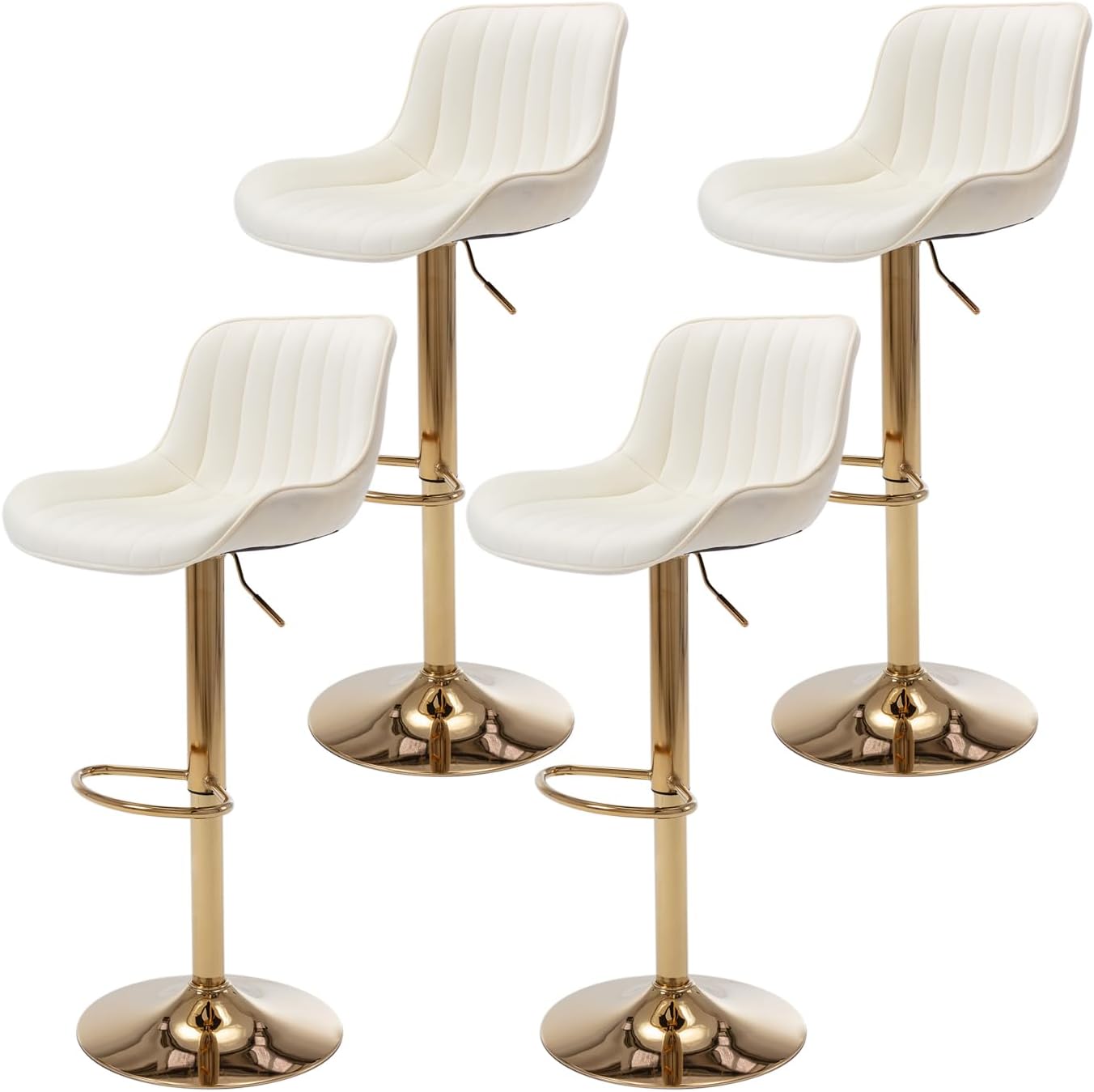 Adjustable White and Gold Bar Stools
