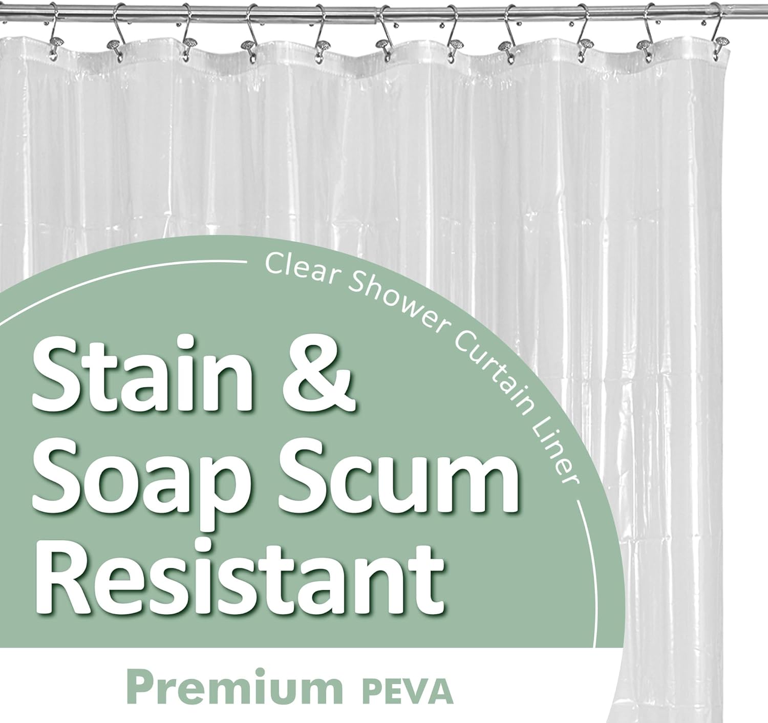 Barossa Design Oeko-Tex Certified Shower Curtain Liner, Standard Size, Clear