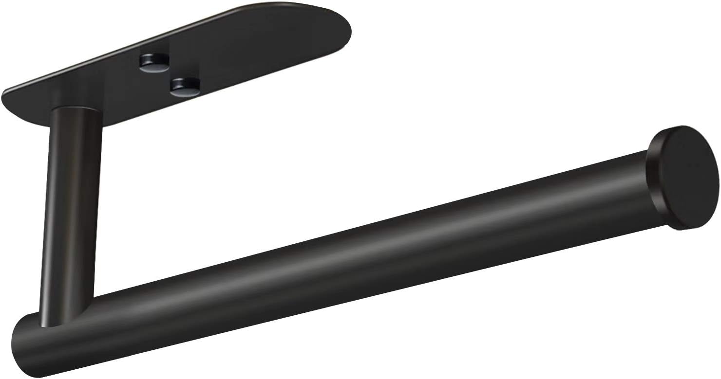 VAEHOLD Adhesive Paper Towel Holder, Under-Cabinet or Wall Mount, Black Stainless Steel