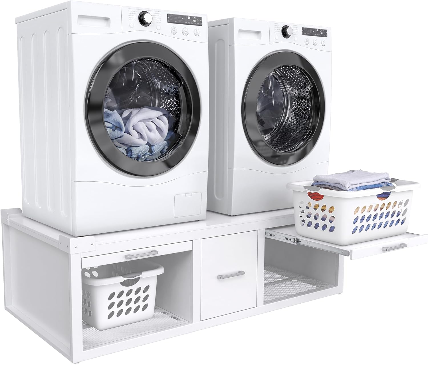 GDLF Universal Washer and Dryer Pedestal Stand, White