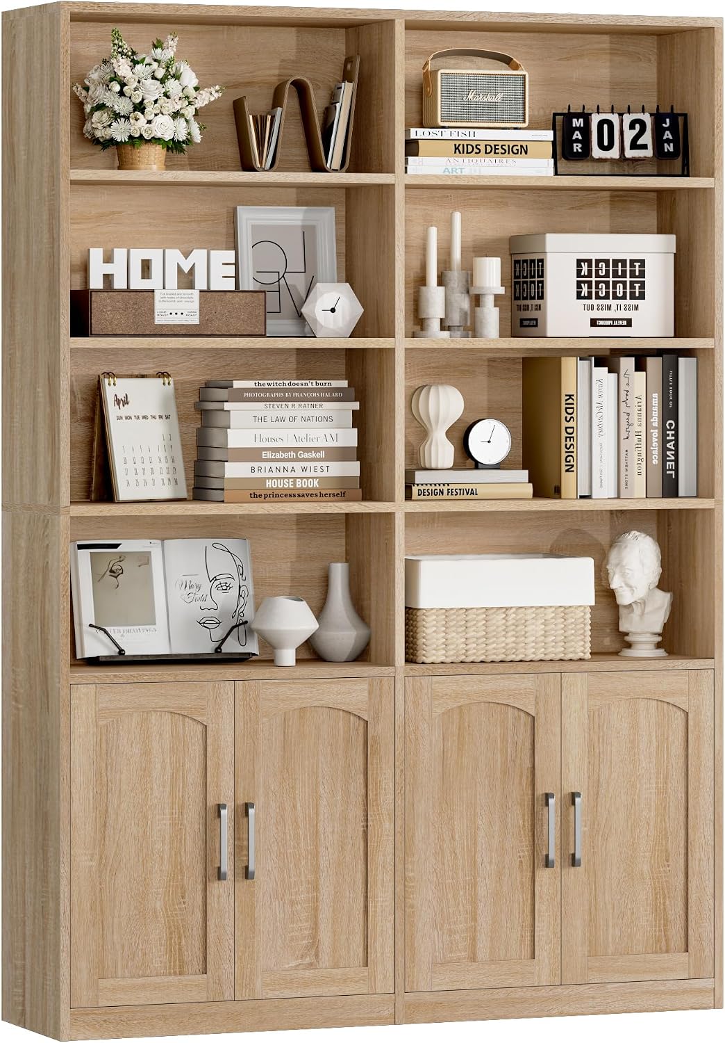 FACBOTALL Double-Wide Bookshelf and Bookcase with Doors