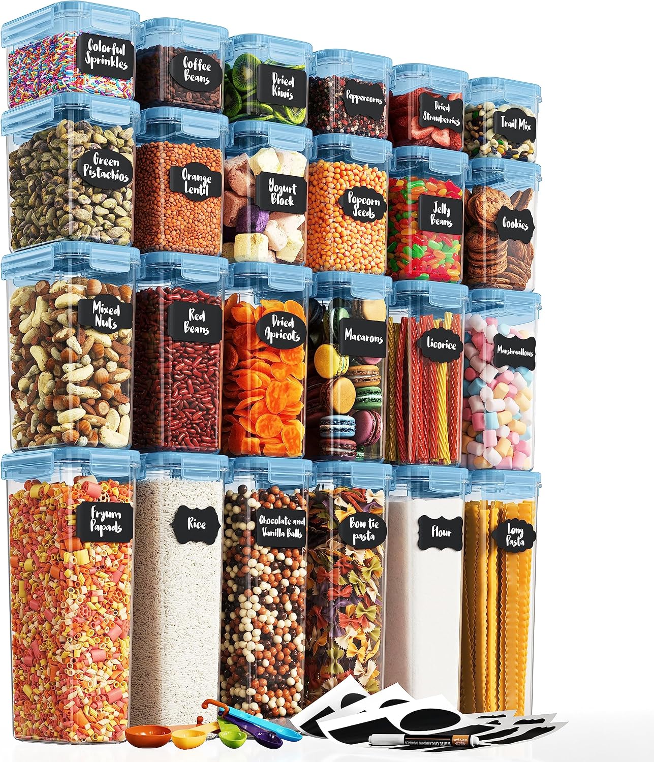 Chef's Path Airtight Food Containers with Lids, 24 Pack, Blue