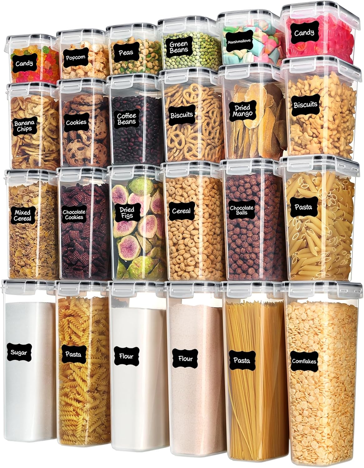 Vtopmart Airtight Food Storage Containers with Lids, 24-Piece Set, Black