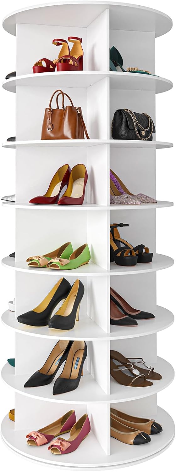 7-Tier Rotating Shoe Rack Tower, White