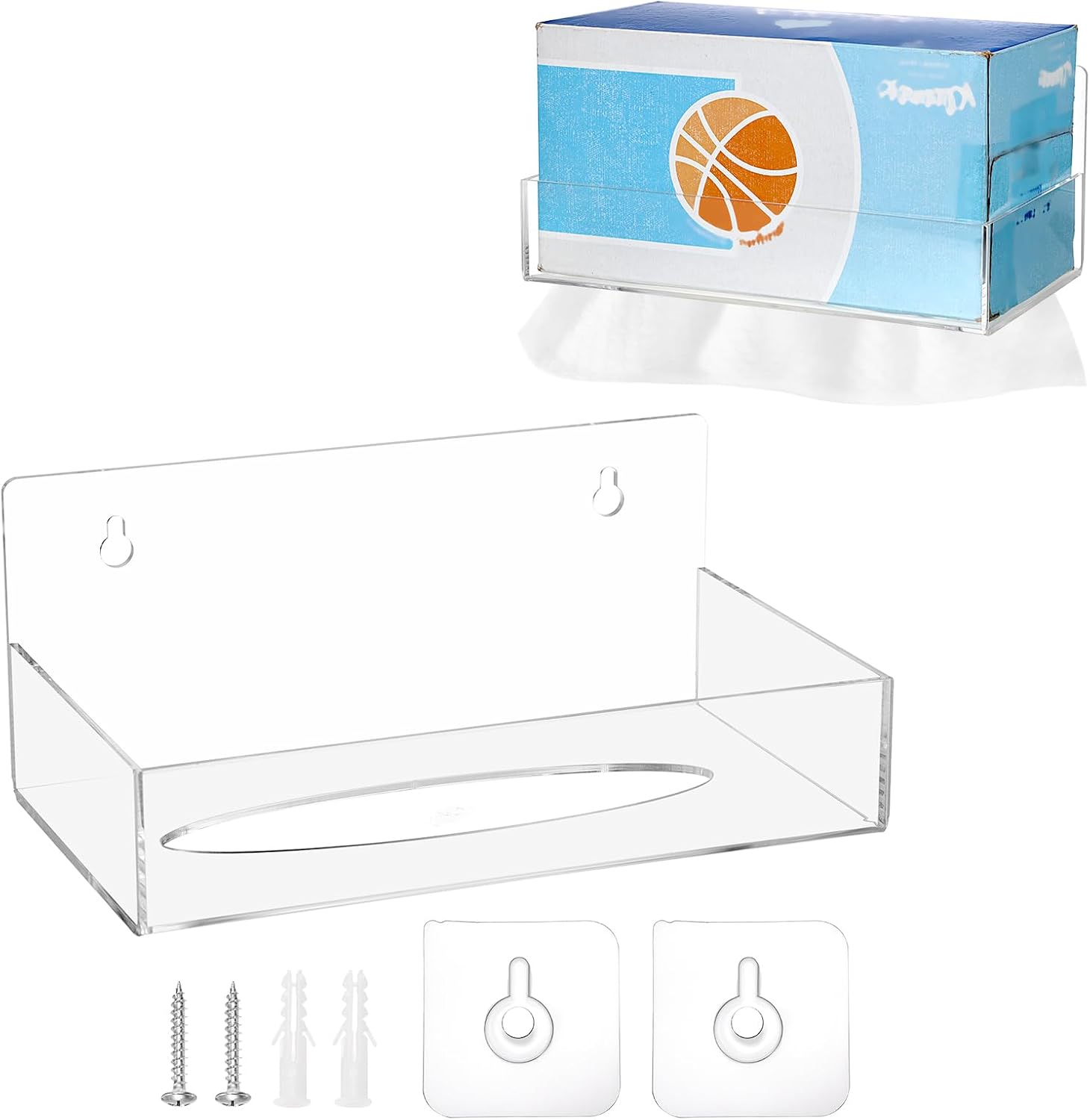 Clear Acrylic Wall-Mounted Rectangular Tissue Box Holder