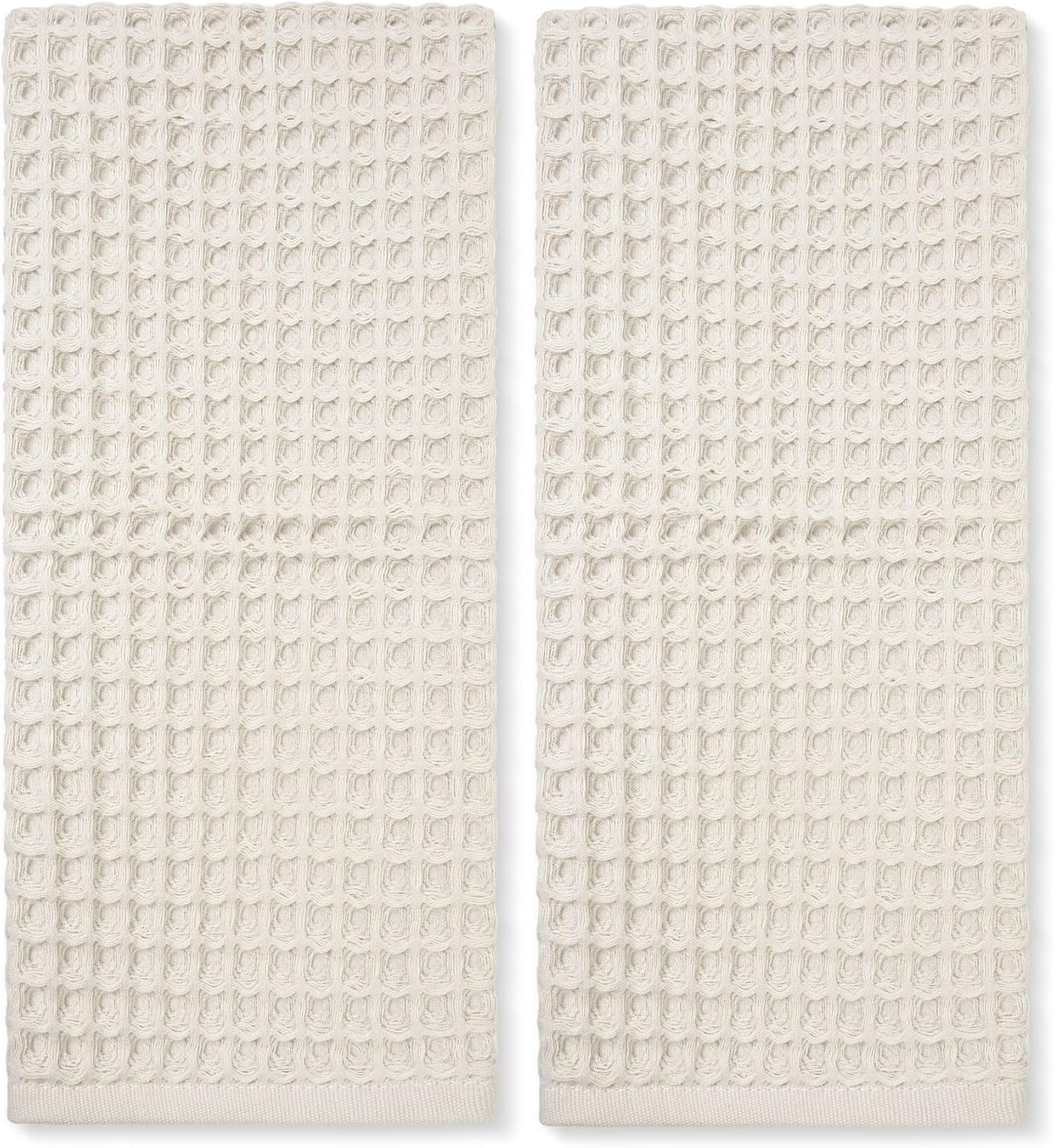 Jacquotha Waffle Hand Towels, 2-Piece, Mist White, Cotton, 13 x 29 in