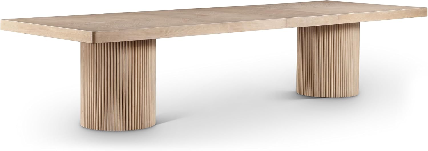 Meridian Furniture 741Oak-T Belinda Collection Art Deco Dining Table, Rich Natural Finished Oak Veneer, 96–144 in. W x 48 in. D x 31 in. H