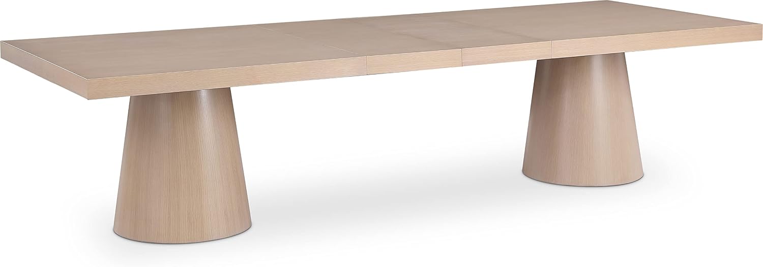 Meridian Furniture Tavolo Modern Dining Table — Rich Oak Finish, Natural Oak Veneer, 2 Leaves Included