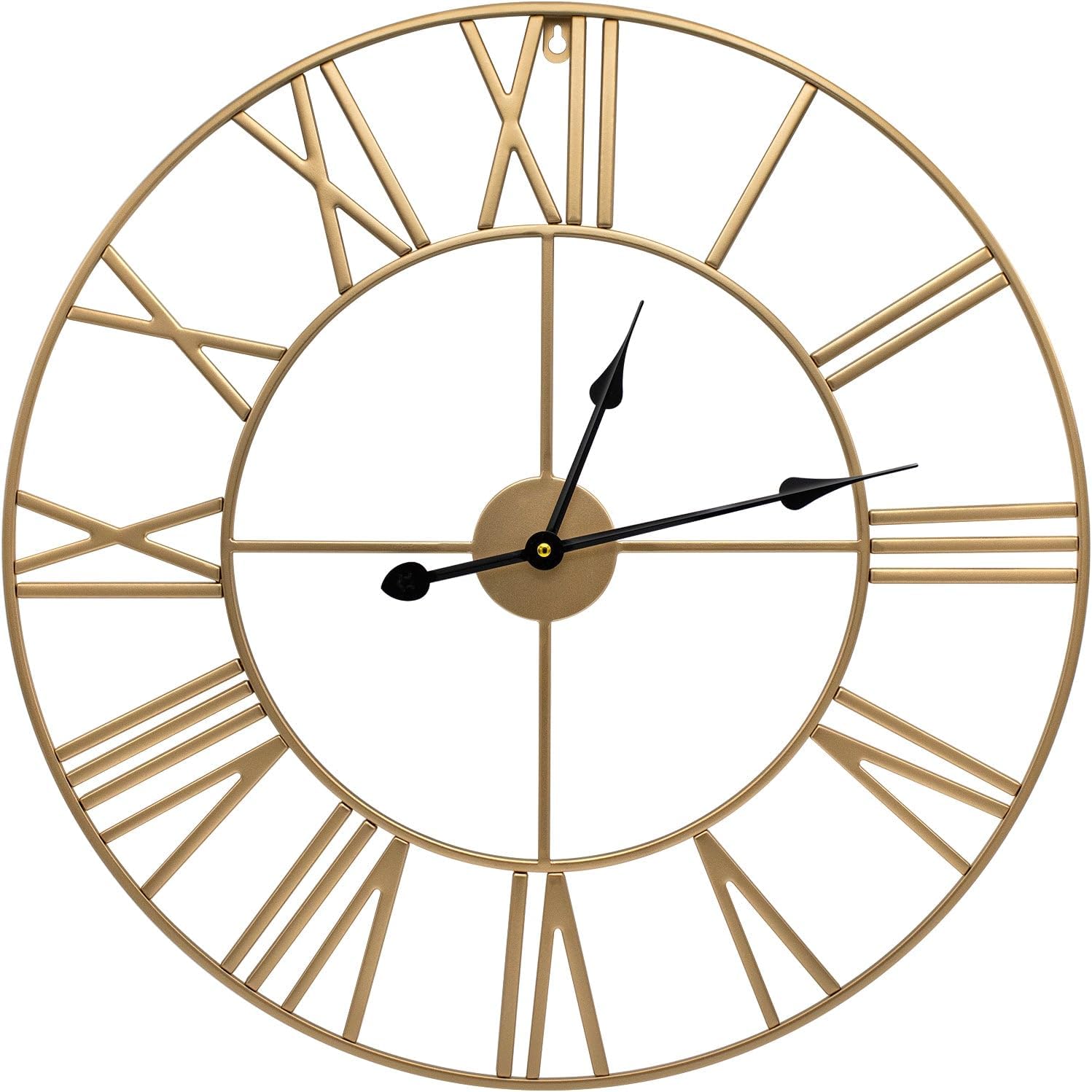 Sorbus Big Wall Clock, Roman Numeral Decor, Battery Operated, 24-Inch Gold