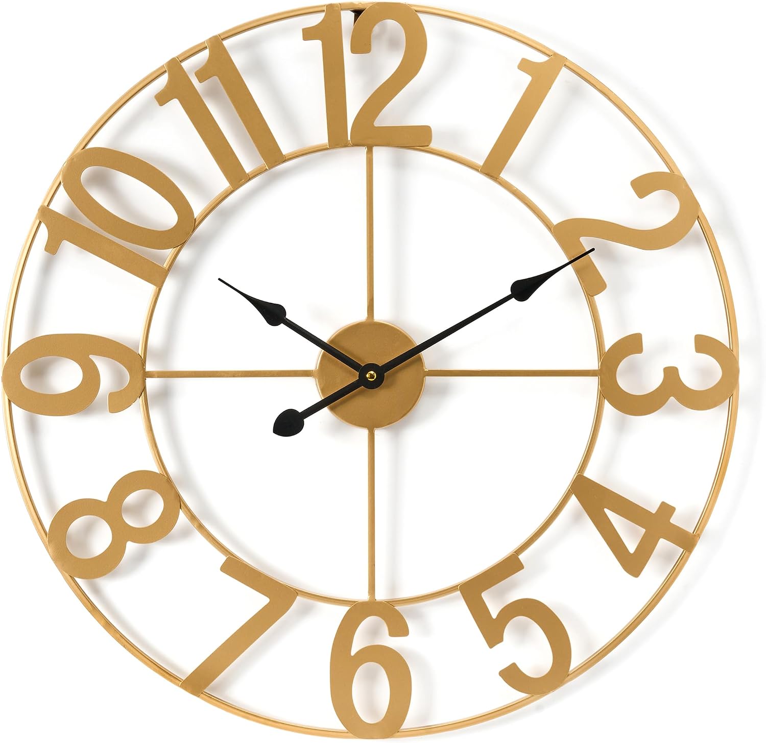 Sorbus Large Wall Clock, Metal Frame, Battery Powered, 24 Inch, Gold