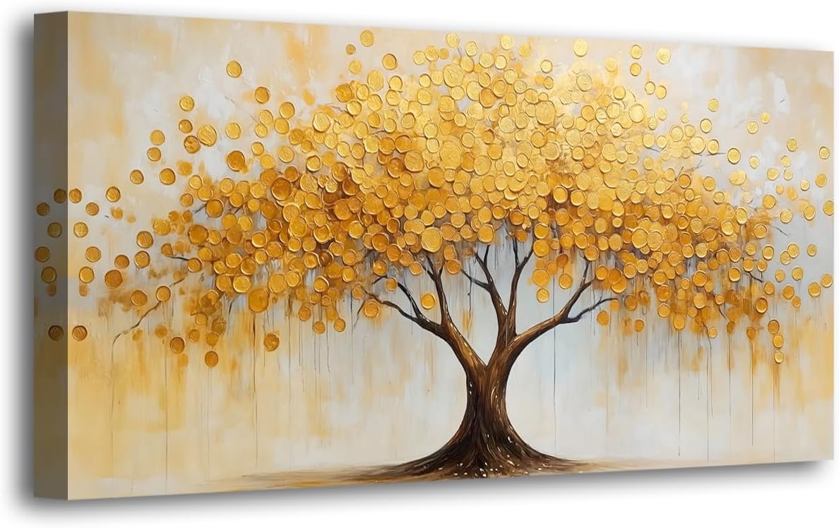 Tree of Life Gold Leaf Canvas Wall Art, 20 x 40 Inch
