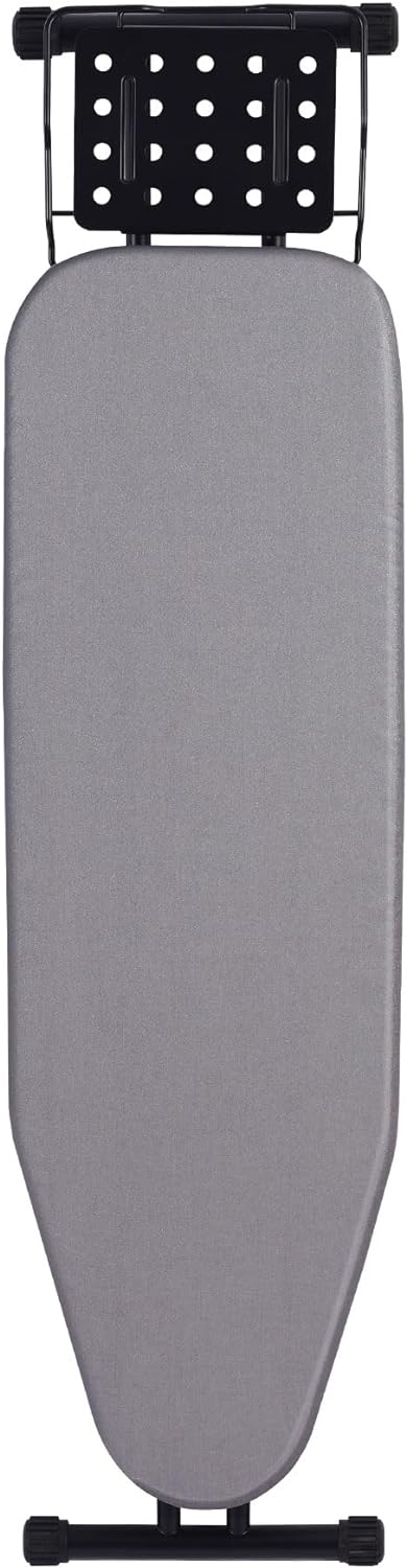 Full-Size Foldable Ironing Board with Heat-Resistant Cover, Thick Felt Pad, Sturdy Legs and Hanger — L-Grey