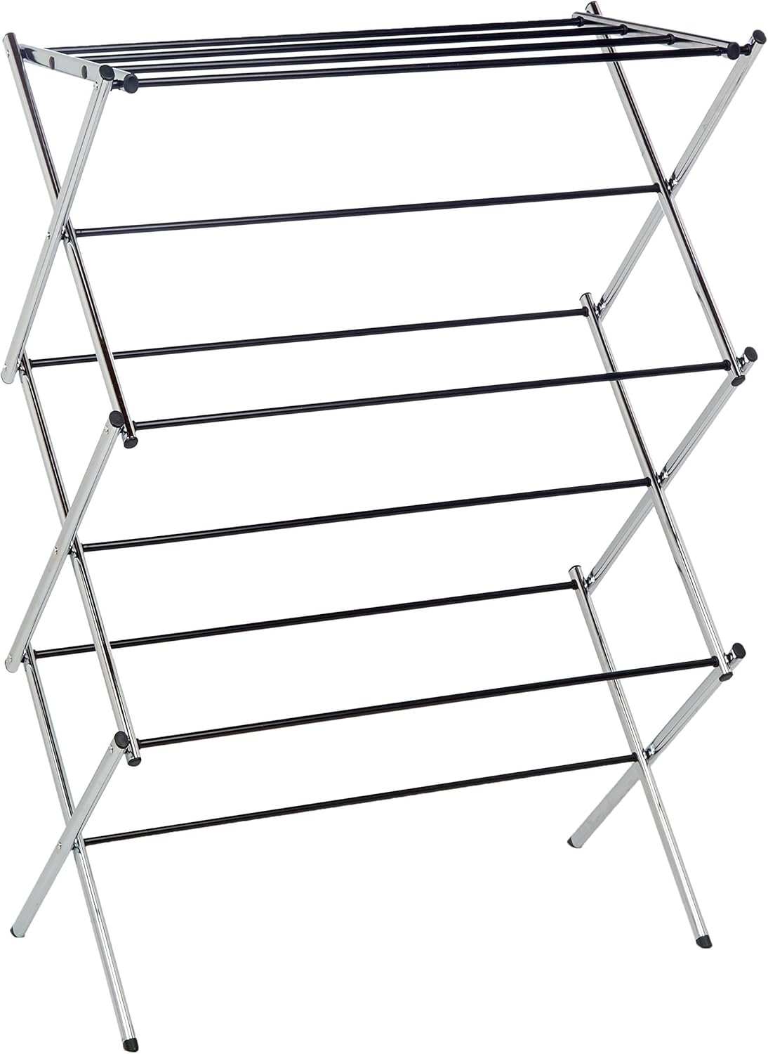 Foldable Portable Metal Clothes Drying Rack, Chrome Silver, 14.5 x 29.5 x 41.8 Inches