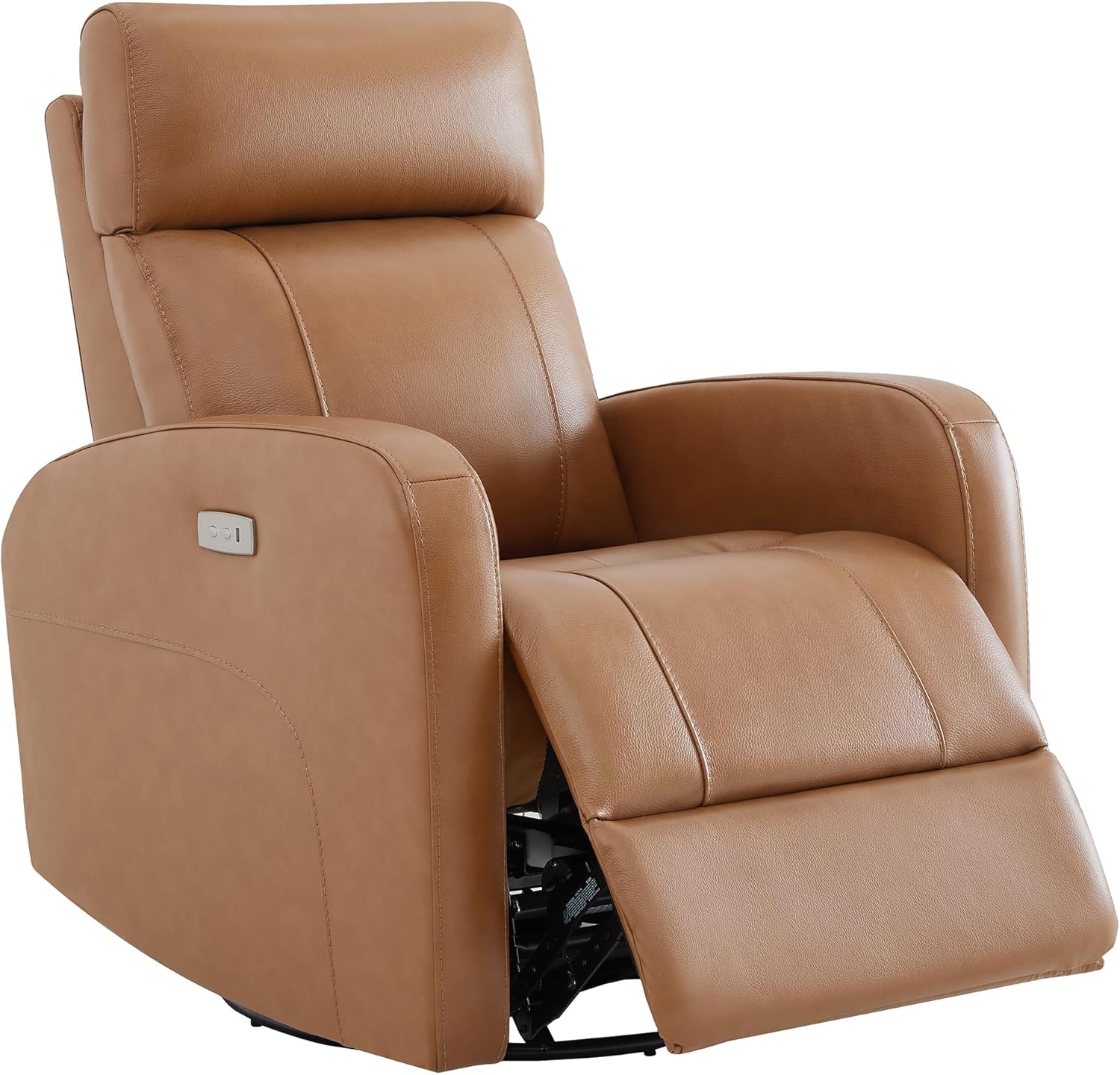 CHITA Genuine Leather Power Recliner Chair for Adults, Swivel Glider, Brown