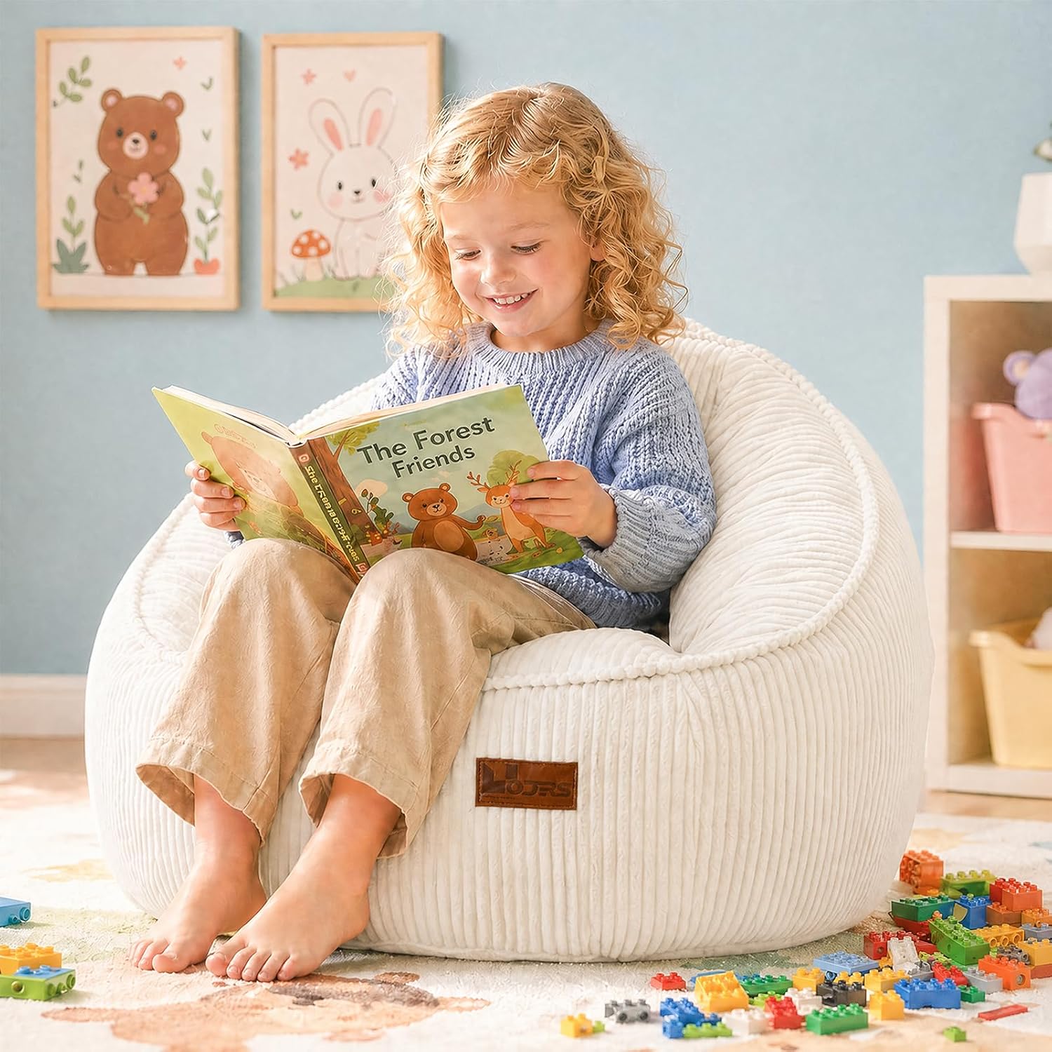 Bean Bag Chair with Filler for Kids and Infants, Kids-S-Eggshell