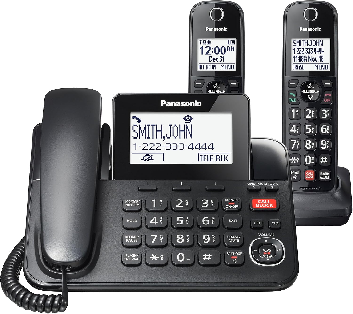 Panasonic KX-TGF852B Black Corded/Cordless Phone with Answering Machine
