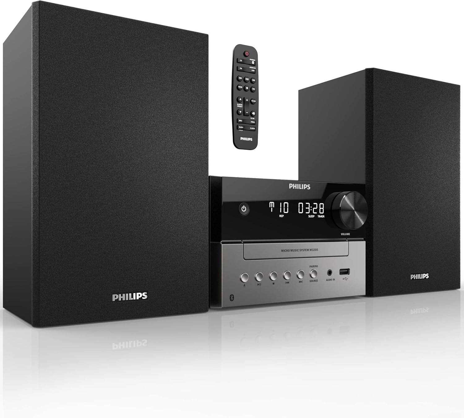 Philips Bluetooth Stereo System with CD Player, Wireless Streaming, MP3, USB, FM Radio, 18W