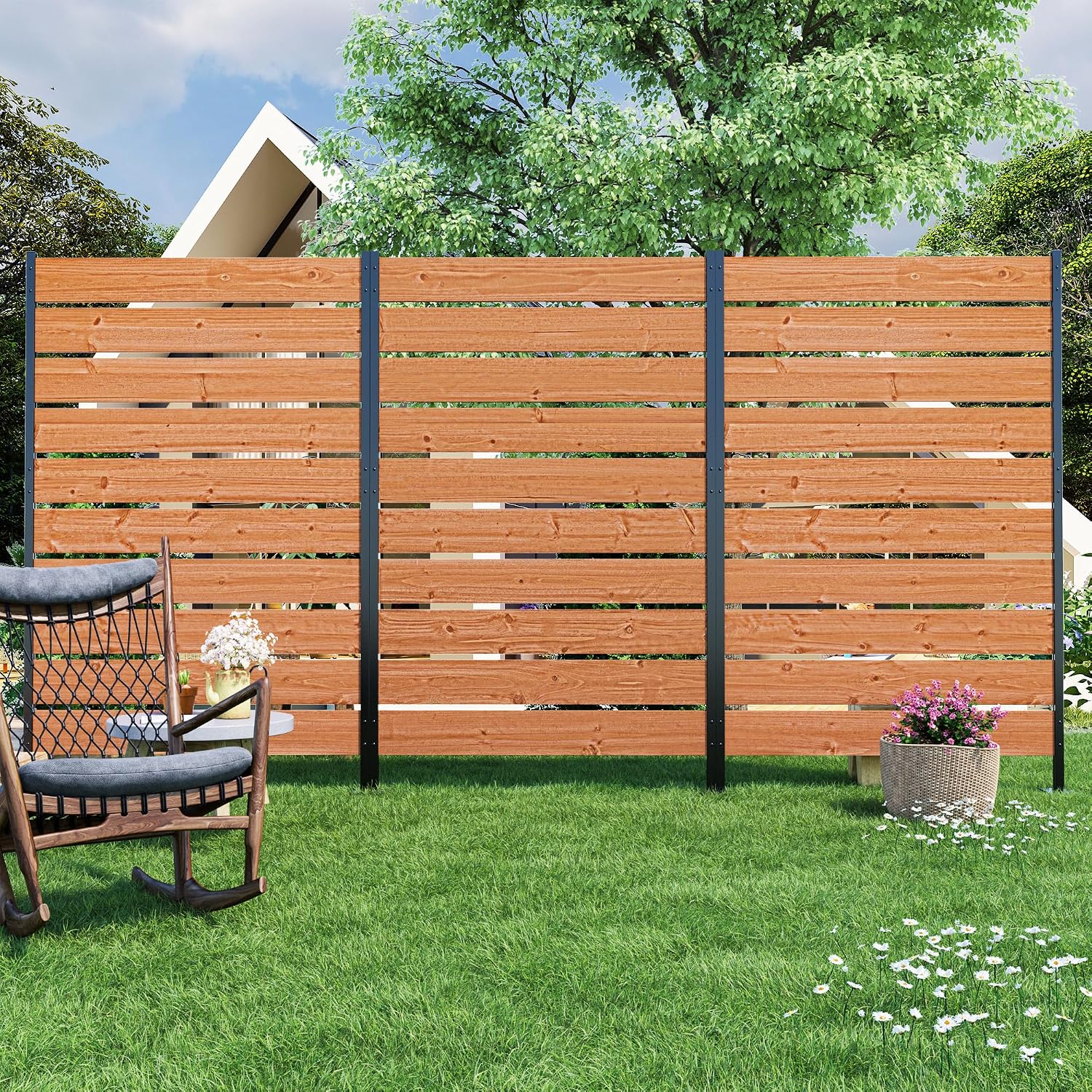 Modern Shade 5x3 Cedar Wood Privacy Fence Panels for Patio
