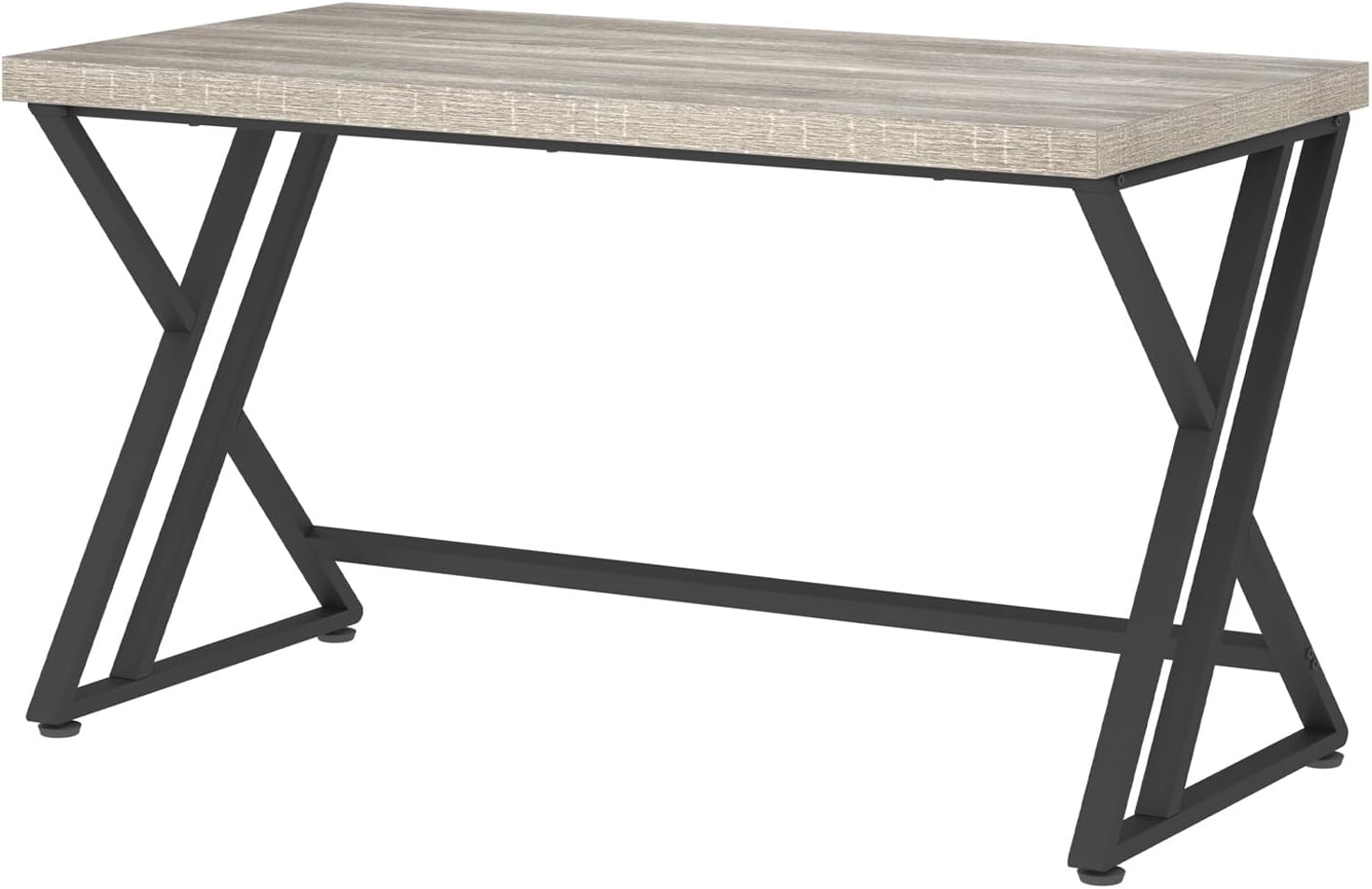 55-Inch Grey Modern Computer Office Desk – Metal & Wood Writing Desk
