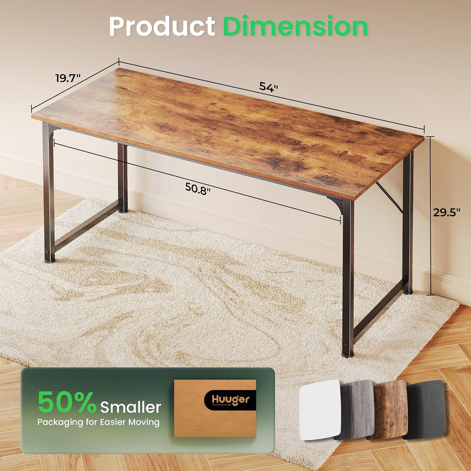 Huuger 55-Inch Computer Desk, Rustic Brown