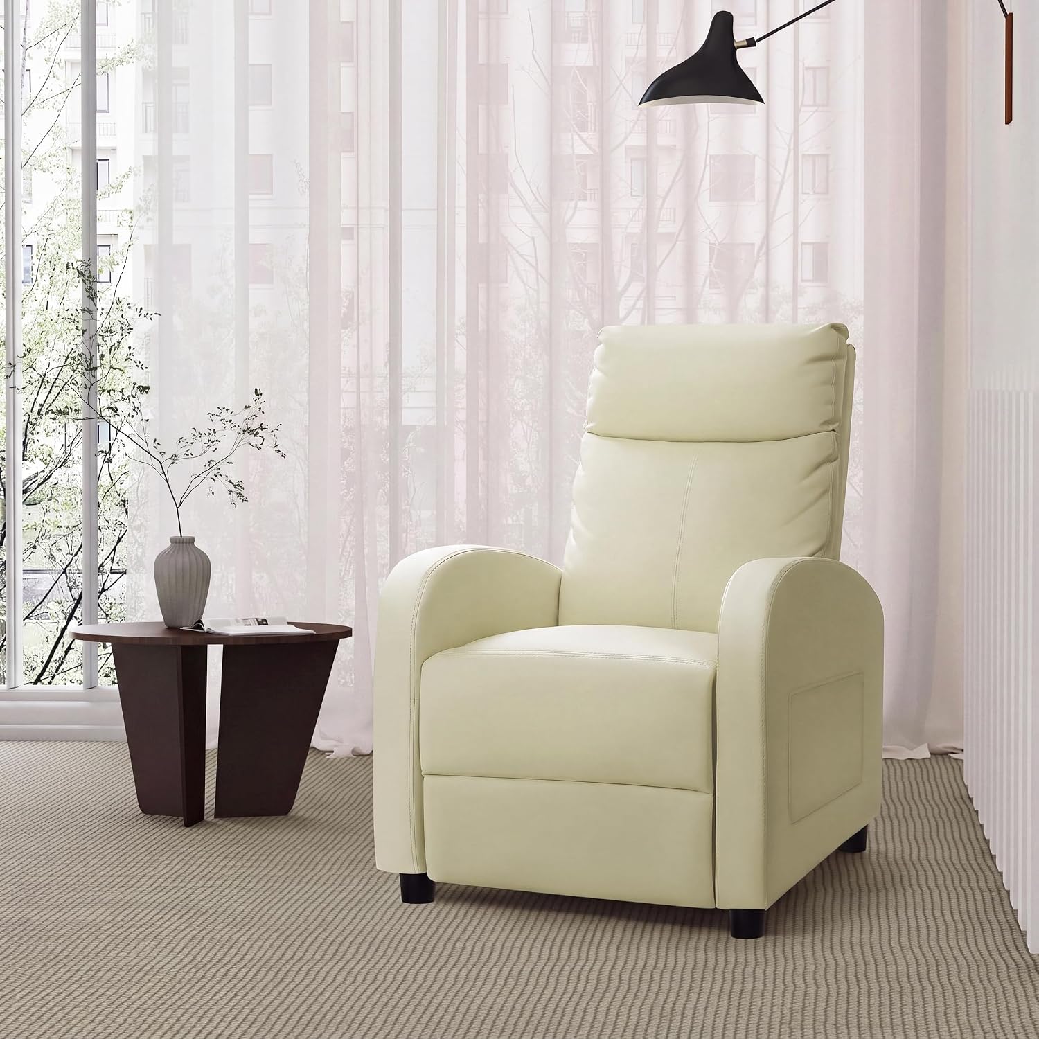 Homall Beige Recliner Chair for Adults, PU Leather Recliner Sofa